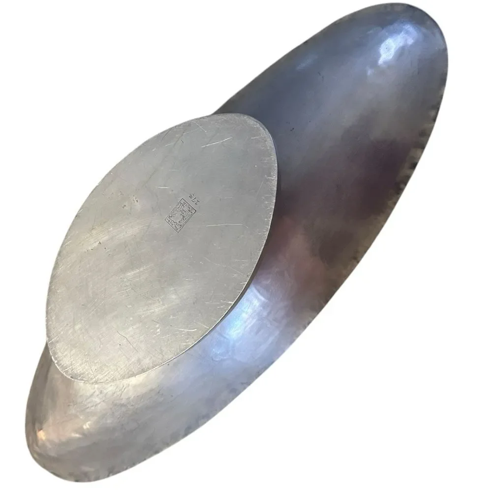 Palmer Smith Art Deco Machine Age Centerpiece Footed Bowl Hammered Aluminum